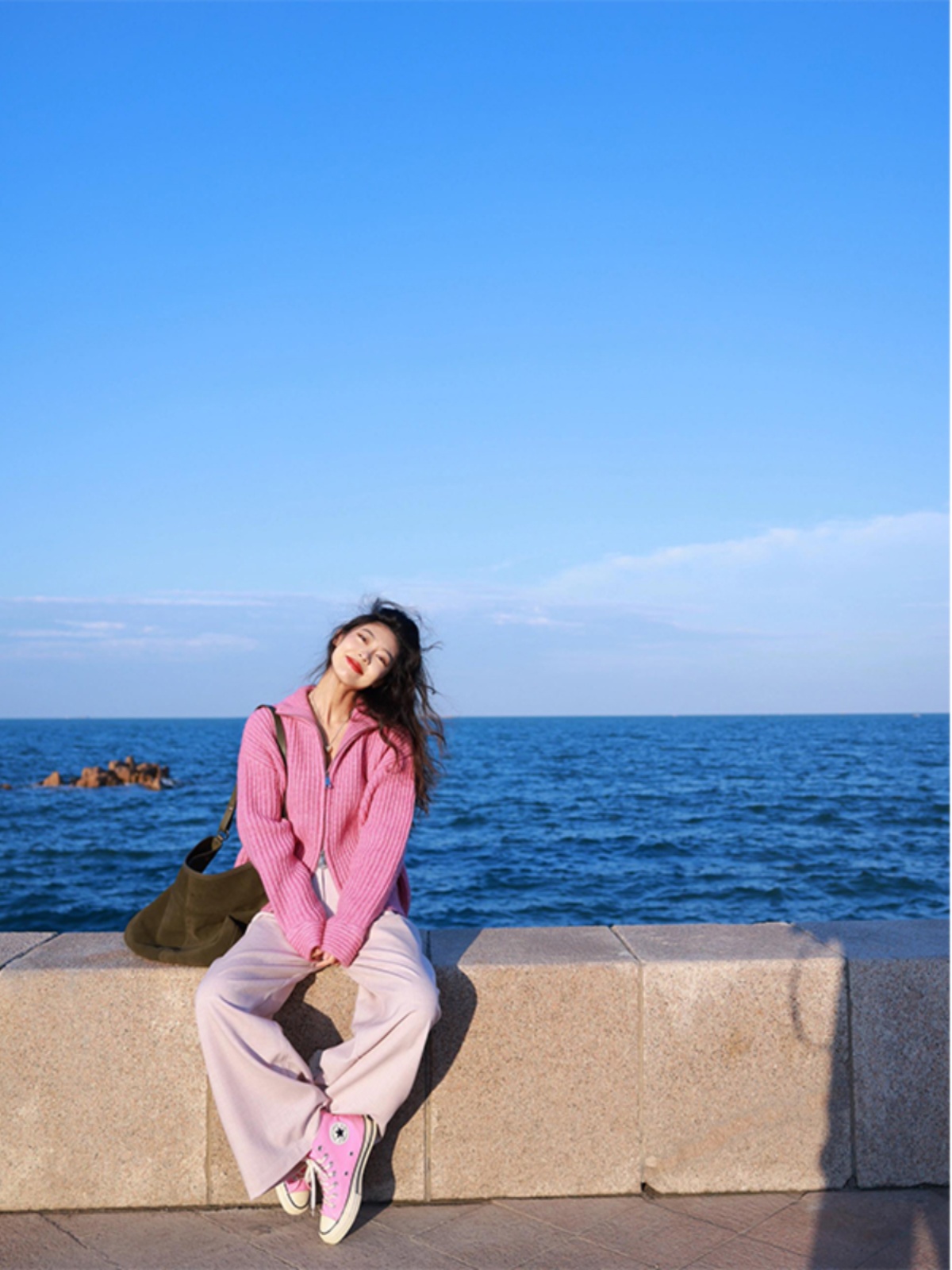 Rose Red Knitted Cardigan Sweater Coat - Autumn Winter Lazy Style Outerwear 2025, Trendy Y2K Fashion Rose Red Knitted Cardigan Sweater Coat - Autumn Winter Lazy Style Outerwear 2025, Trendy Y2K Fashion