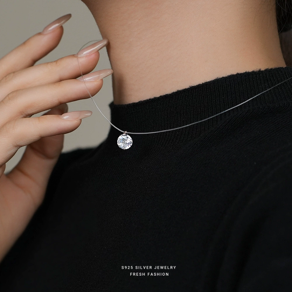 S925 Pure Silver Mermaid's Tear Diamond Necklace for Women, Exquisite Zircon, Elegant Collarbone Chain, High-End Versatile Jewelry S925 Pure Silver Mermaid's Tear Diamond Necklace for Women, Exquisite Zircon, Elegant Collarbone Chain, High-End Versatile Jewelry