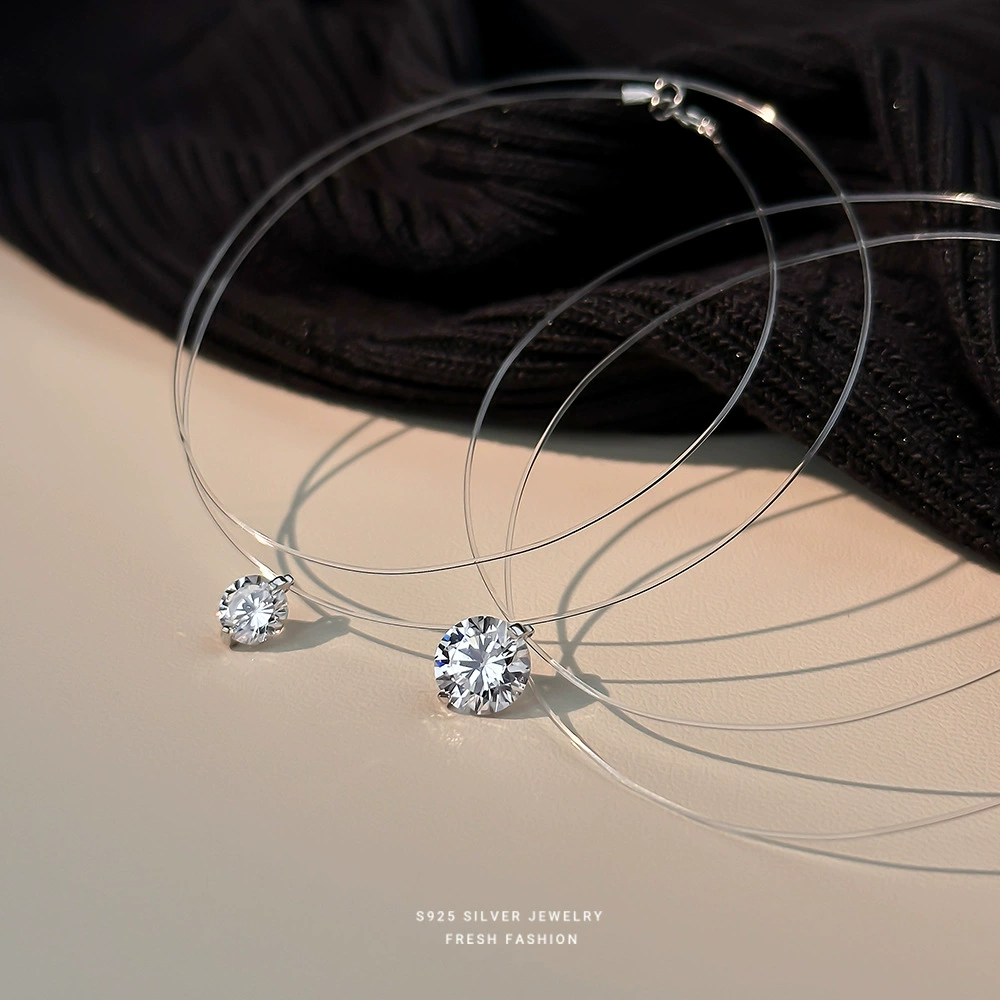 S925 Pure Silver Mermaid's Tear Diamond Necklace for Women, Exquisite Zircon, Elegant Collarbone Chain, High-End Versatile Jewelry