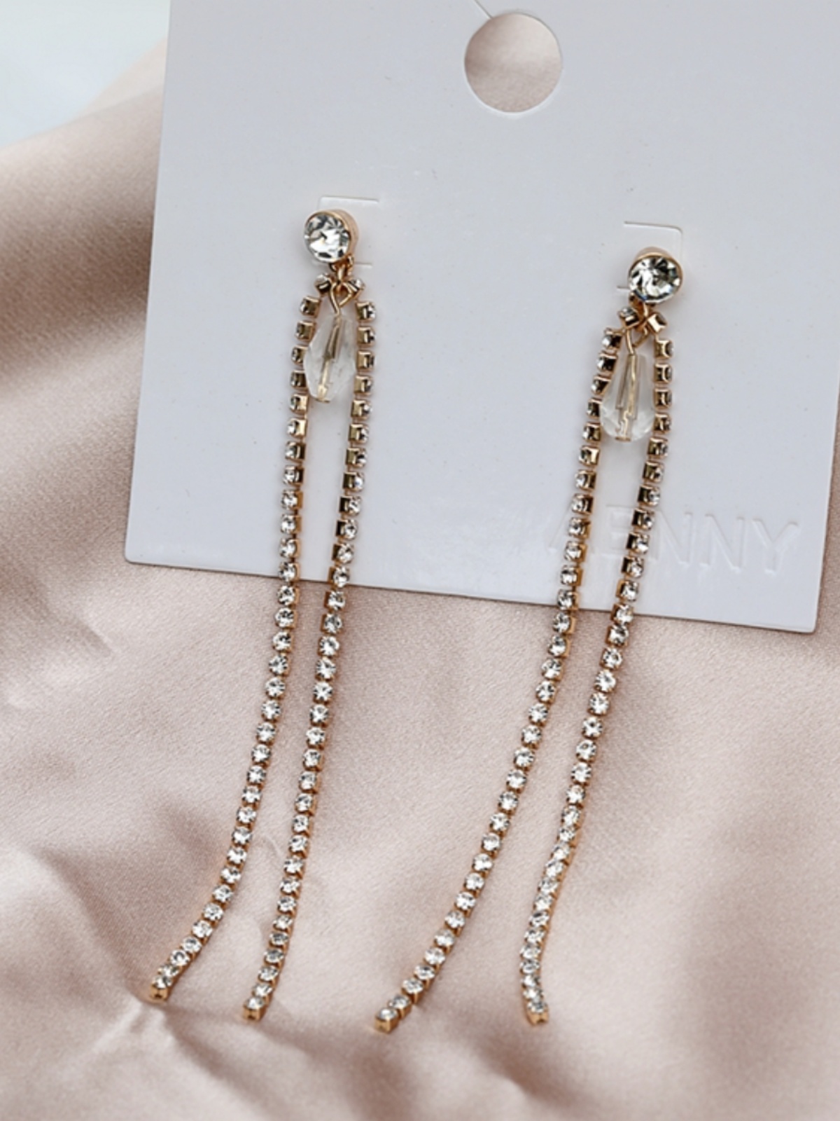 S925 Silver Needle Gemstone Tassel Drop Earrings for Women - Long Light Luxury Design to Enhance Facial Contours
