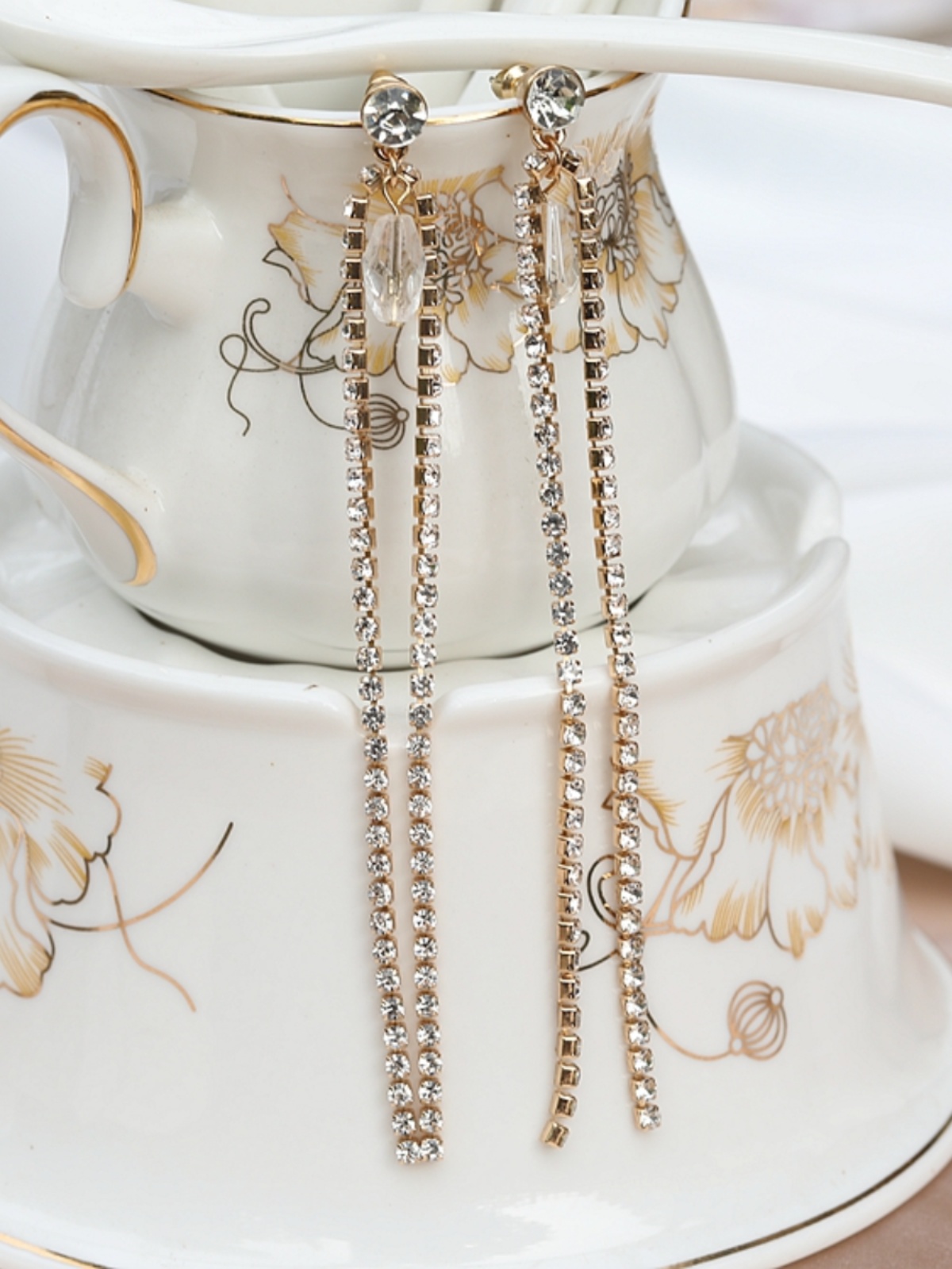 S925 Silver Needle Gemstone Tassel Drop Earrings for Women - Long Light Luxury Design to Enhance Facial Contours S925 Silver Needle Gemstone Tassel Drop Earrings for Women - Long Light Luxury Design to Enhance Facial Contours