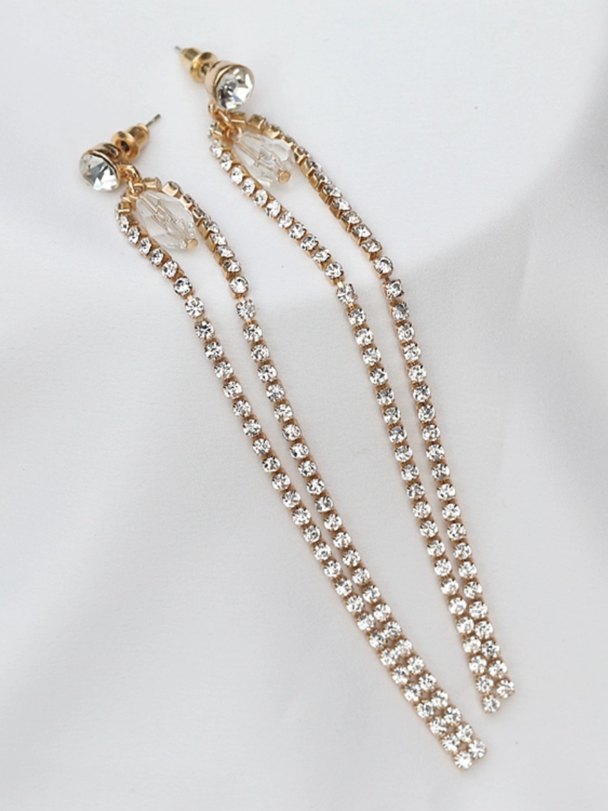 S925 Silver Needle Gemstone Tassel Drop Earrings for Women - Long Light Luxury Design to Enhance Facial Contours S925 Silver Needle Gemstone Tassel Drop Earrings for Women - Long Light Luxury Design to Enhance Facial Contours