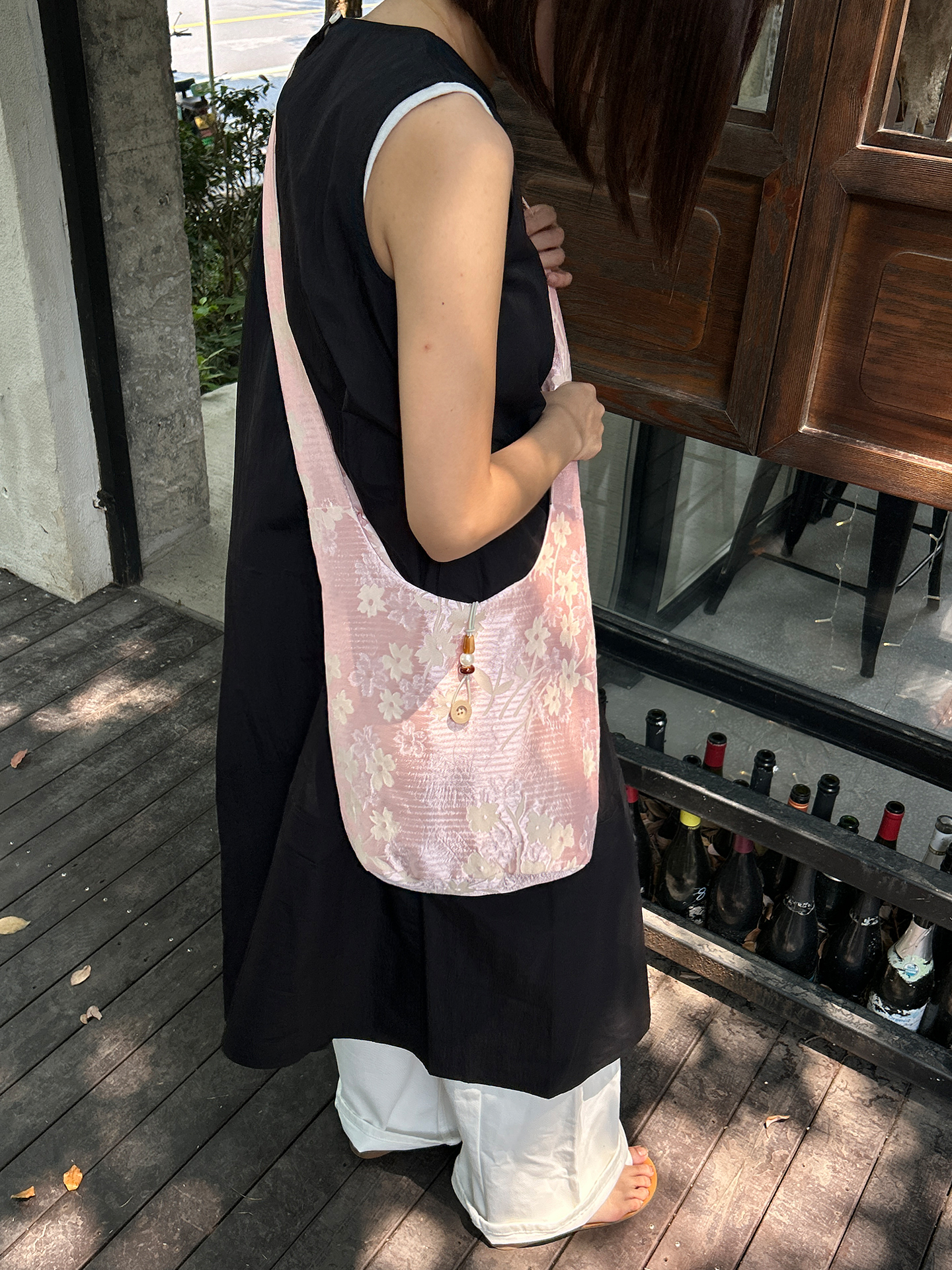 Sakura Wood Box Soft Canvas Bag - Double-Sided, Long Shoulder Strap, Chinese Style Crossbody Bag for Casual and Everyday Use Sakura Wood Box Soft Canvas Bag - Double-Sided, Long Shoulder Strap, Chinese Style Crossbody Bag for Casual and Everyday Use