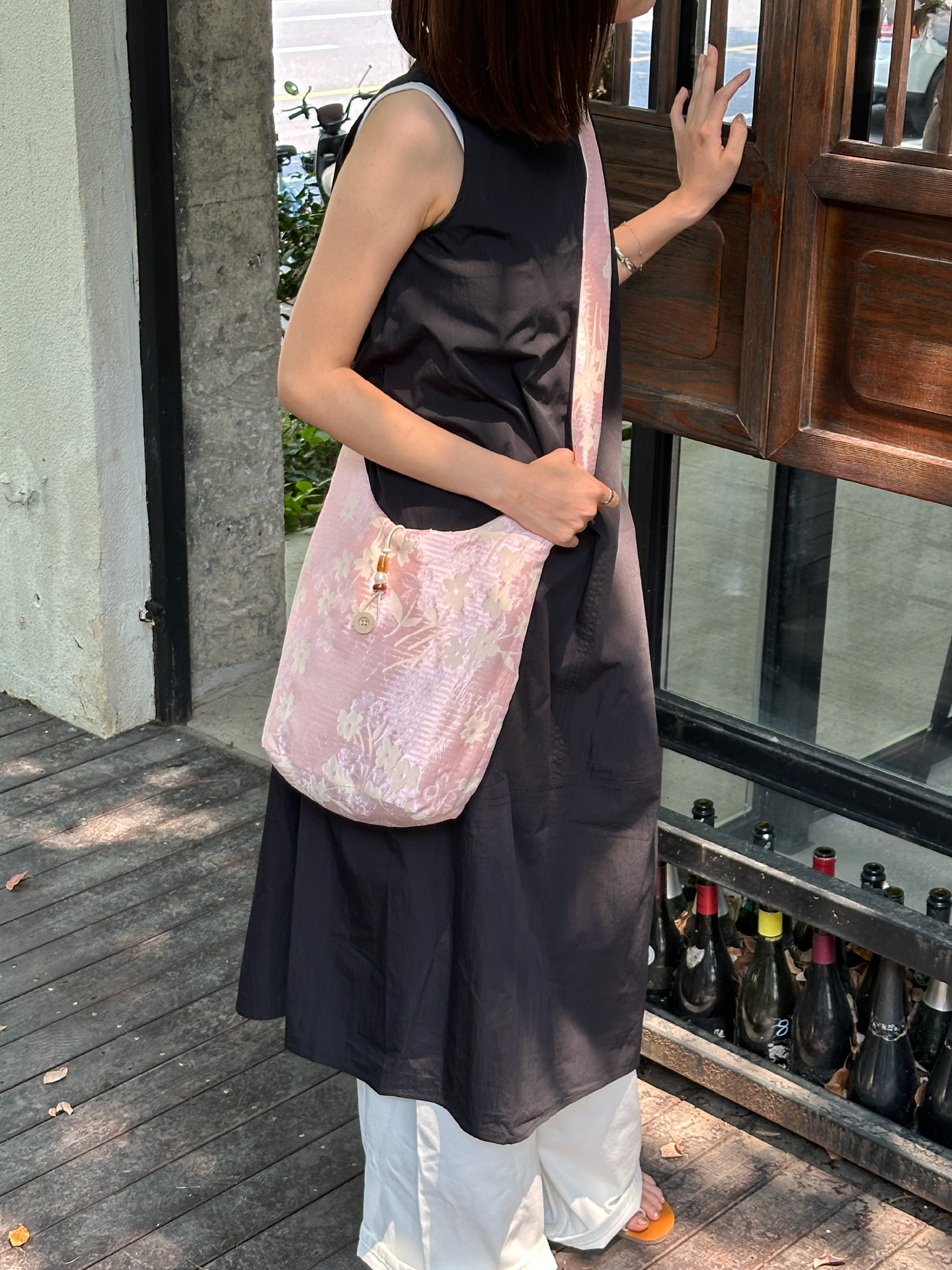 Sakura Wood Box Soft Canvas Bag - Double-Sided, Long Shoulder Strap, Chinese Style Crossbody Bag for Casual and Everyday Use Sakura Wood Box Soft Canvas Bag - Double-Sided, Long Shoulder Strap, Chinese Style Crossbody Bag for Casual and Everyday Use