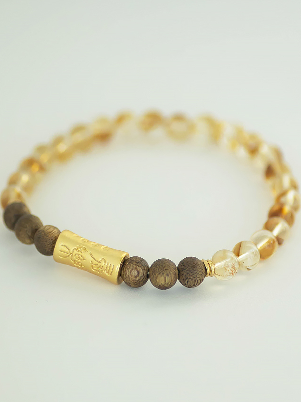 Sandalwood Bracelet with Crystal Beads, Pure Silver Plated, Light Luxury Chinese Style Jewelry, Long-Lasting Fortune Design