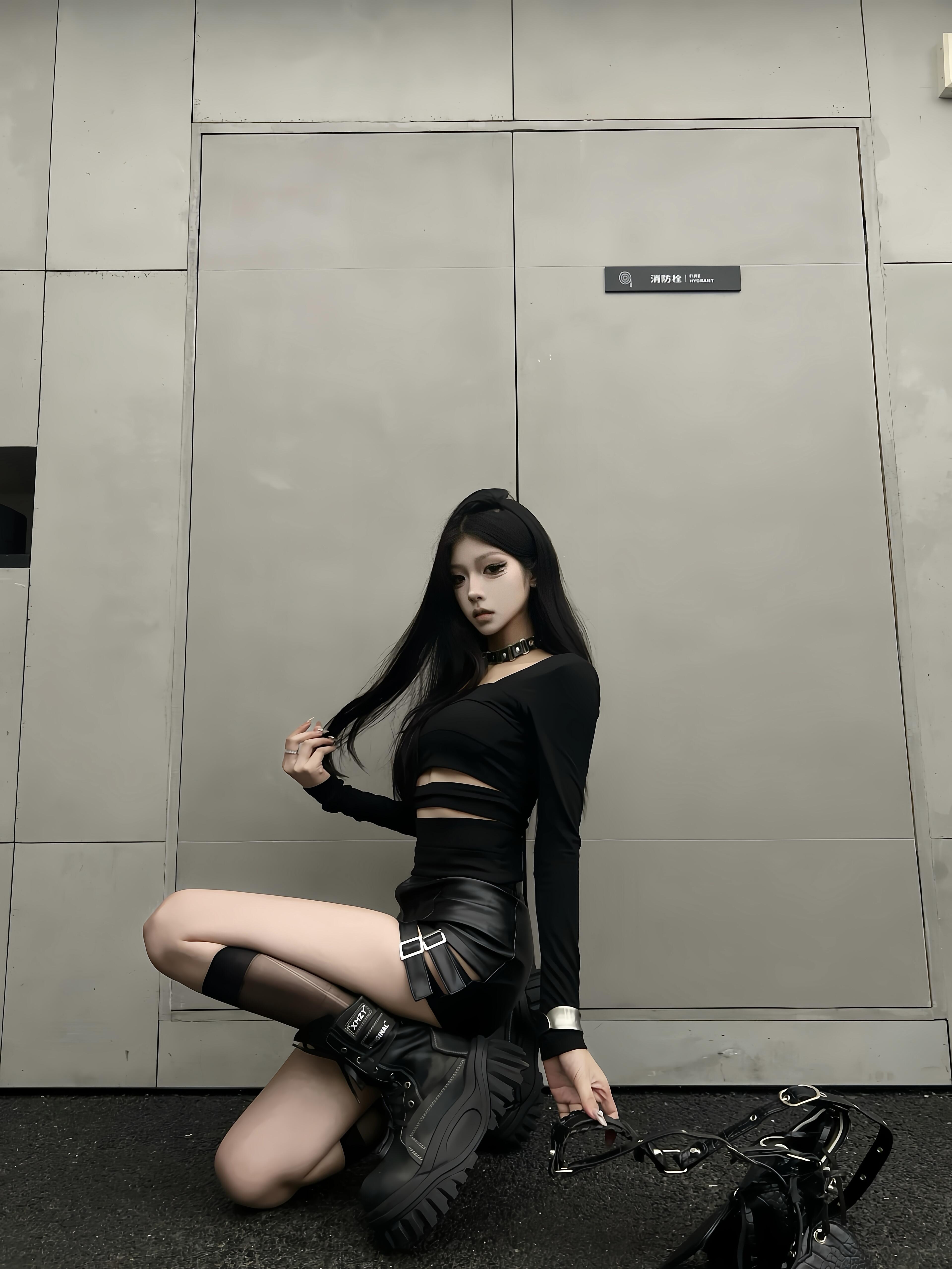 Sexy Black Off-Shoulder Long Sleeve T-Shirt - Slim Fit, Hollow-Out, Waist-Revealing Layering Top for Autumn and Winter Sexy Black Off-Shoulder Long Sleeve T-Shirt - Slim Fit, Hollow-Out, Waist-Revealing Layering Top for Autumn and Winter