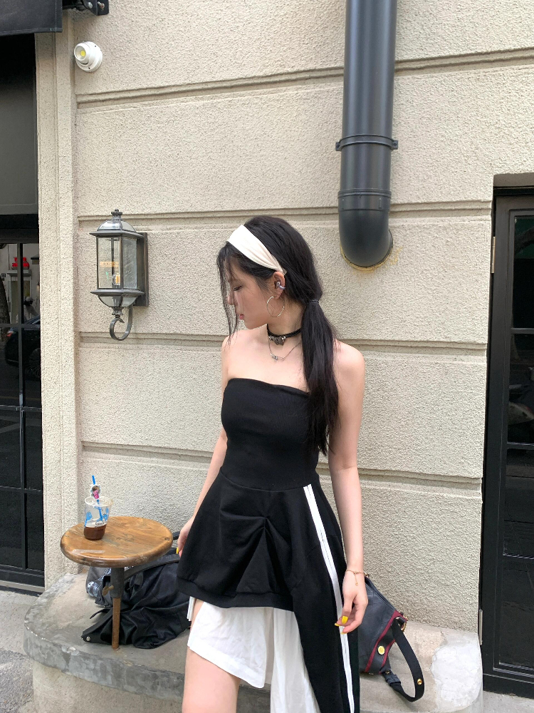 Sexy Black Strapless Dress for Women - American Style Slim Fit Irregular Mid-Length Skirt - 2025 Summer New Arrival Sexy Black Strapless Dress for Women - American Style Slim Fit Irregular Mid-Length Skirt - 2025 Summer New Arrival