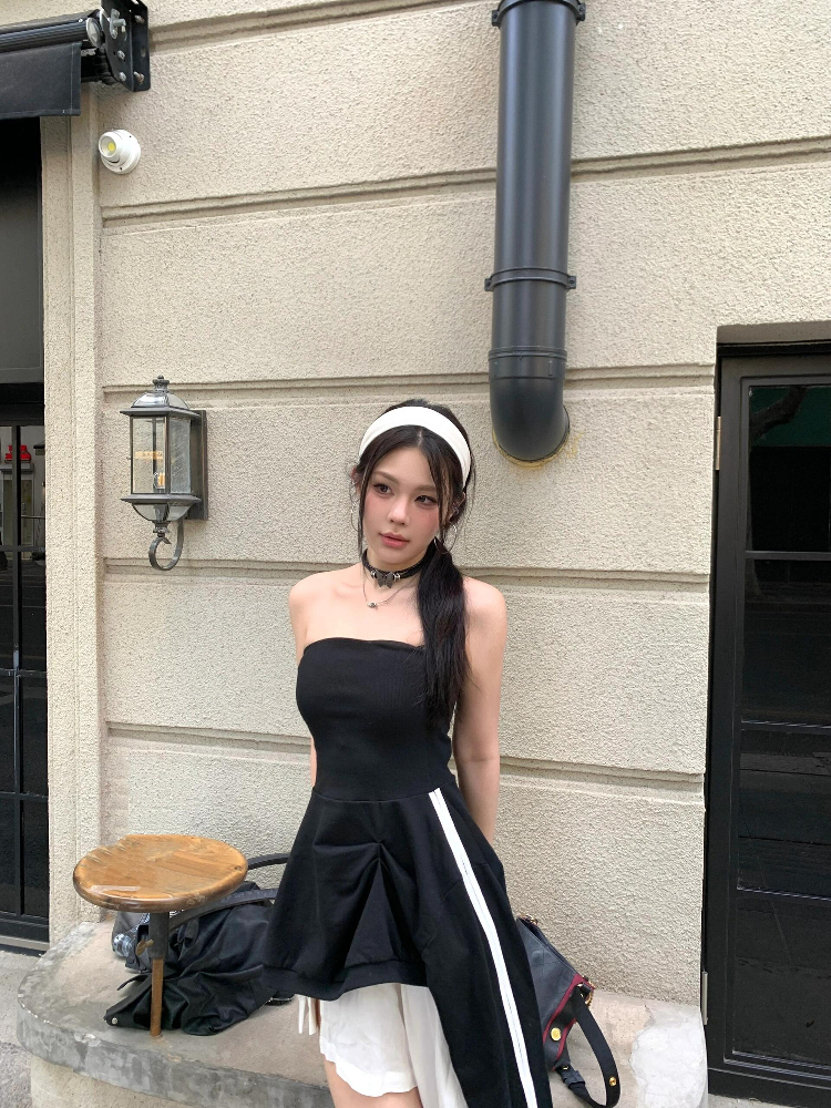 Sexy Black Strapless Dress for Women - American Style Slim Fit Irregular Mid-Length Skirt - 2025 Summer New Arrival Sexy Black Strapless Dress for Women - American Style Slim Fit Irregular Mid-Length Skirt - 2025 Summer New Arrival