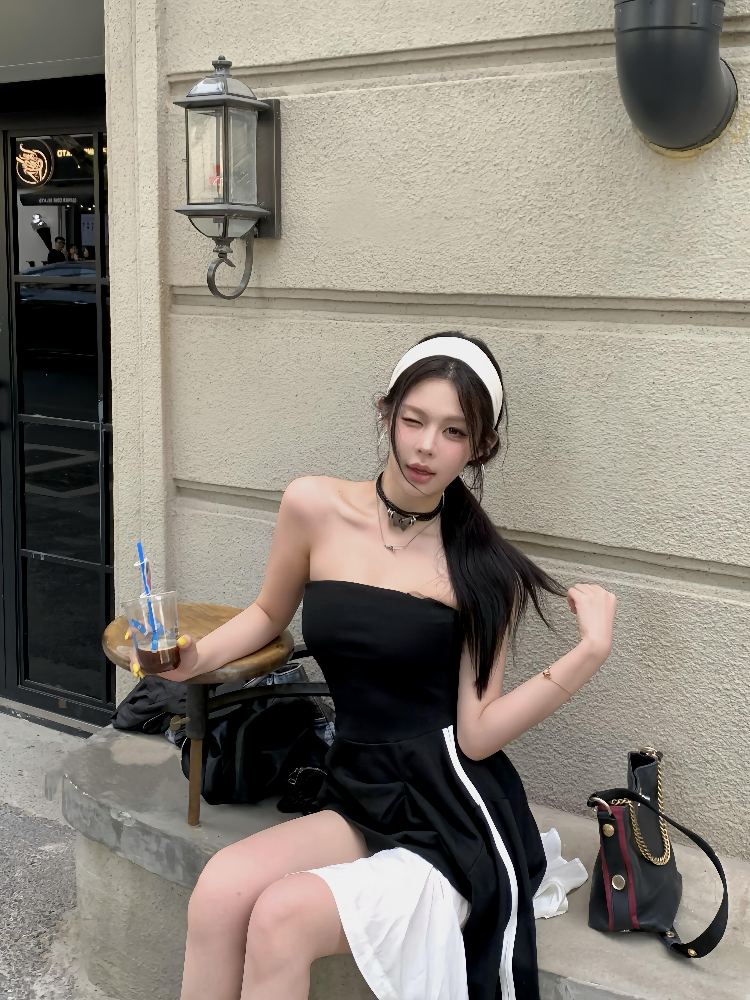 Sexy Black Strapless Dress for Women - American Style Slim Fit Irregular Mid-Length Skirt - 2025 Summer New Arrival Sexy Black Strapless Dress for Women - American Style Slim Fit Irregular Mid-Length Skirt - 2025 Summer New Arrival