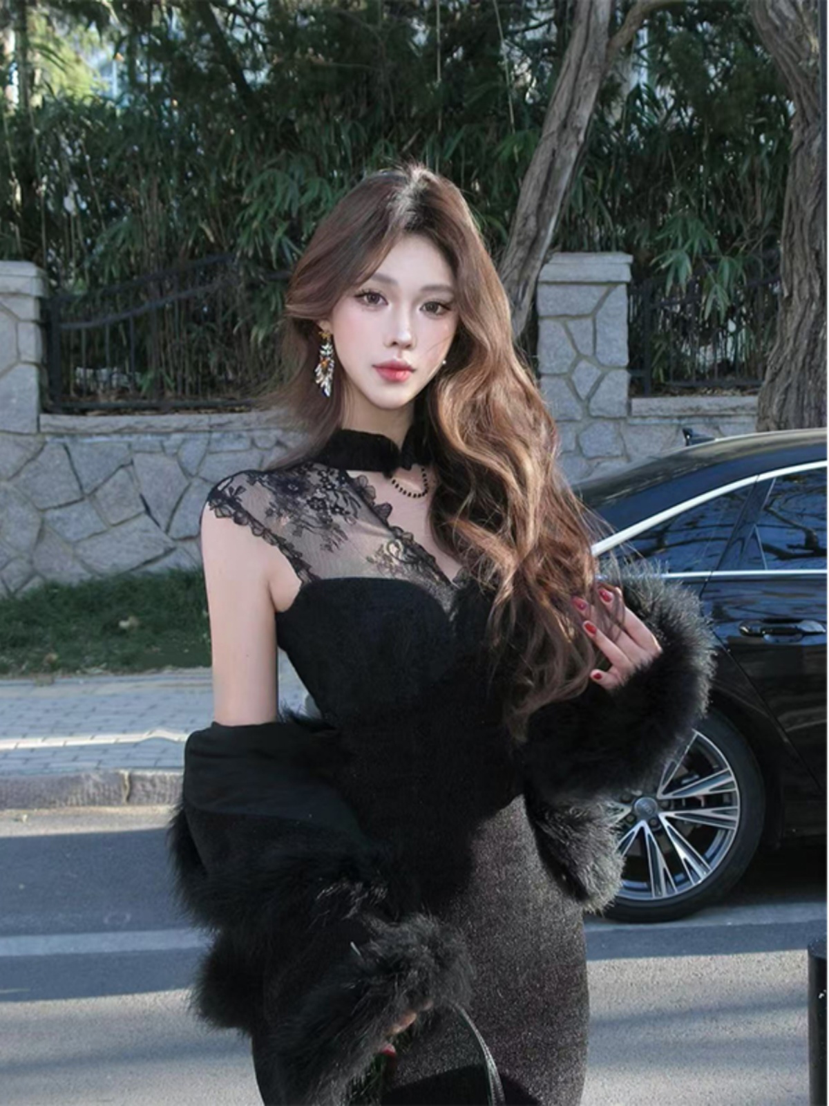 Sexy Lace Hollow Waist Dress for Women - Spring Hepburn Style Mid-Length Dress in Trendy 90s Inspired Design Sexy Lace Hollow Waist Dress for Women - Spring Hepburn Style Mid-Length Dress in Trendy 90s Inspired Design