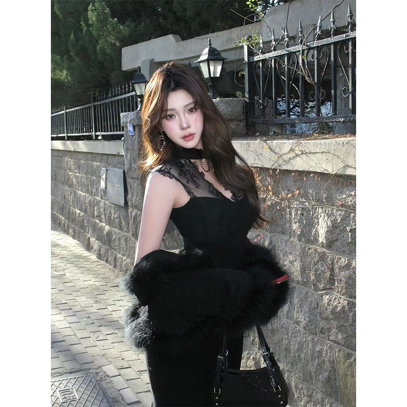 Sexy Lace Hollow Waist Dress for Women - Spring Hepburn Style Mid-Length Dress in Trendy 90s Inspired Design Sexy Lace Hollow Waist Dress for Women - Spring Hepburn Style Mid-Length Dress in Trendy 90s Inspired Design