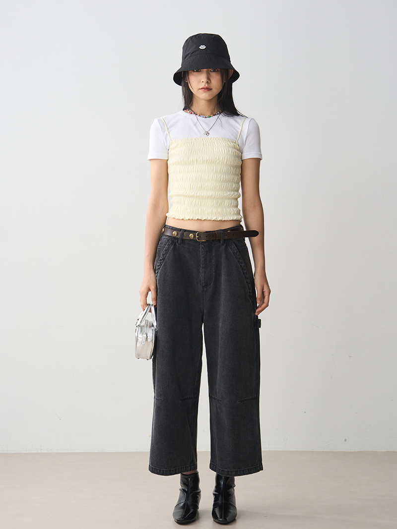 Sexy Ruffled Camisole for Women - Stretchy Bustier Top with Ruffle Edge, Perfect Summer Layering Piece Sexy Ruffled Camisole for Women - Stretchy Bustier Top with Ruffle Edge, Perfect Summer Layering Piece