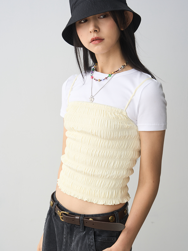 Sexy Ruffled Camisole for Women - Stretchy Bustier Top with Ruffle Edge, Perfect Summer Layering Piece Sexy Ruffled Camisole for Women - Stretchy Bustier Top with Ruffle Edge, Perfect Summer Layering Piece