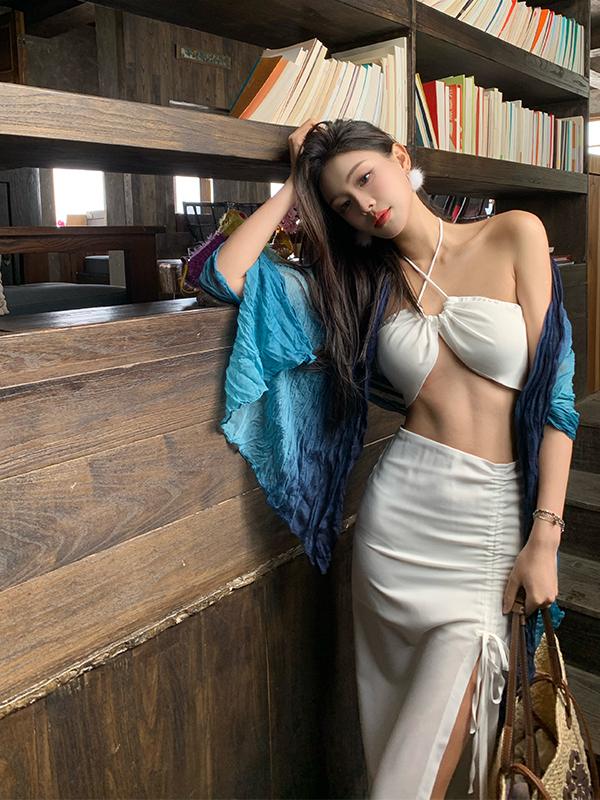 Sexy Strapless Two-Piece Set with Summer Skirt for Beach Vacation - Trendy Thai Island Style Sexy Strapless Two-Piece Set with Summer Skirt for Beach Vacation - Trendy Thai Island Style