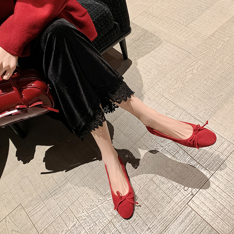 Sheepskin Candy-Colored French Bow Round-Toe Soft-Soled Ballet Flats – Stylish Women's Flat Shoes Perfect for Skirts, Y2K Fashion Sheepskin Candy-Colored French Bow Round-Toe Soft-Soled Ballet Flats – Stylish Women's Flat Shoes Perfect for Skirts, Y2K Fashion