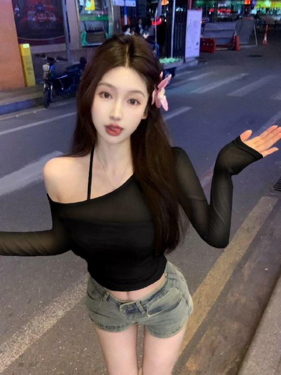 Sheer Long Sleeve Crop Top and Camisole Set - Women's Mesh Summer Cover-Up for Sweet and Spicy Style Sheer Long Sleeve Crop Top and Camisole Set - Women's Mesh Summer Cover-Up for Sweet and Spicy Style