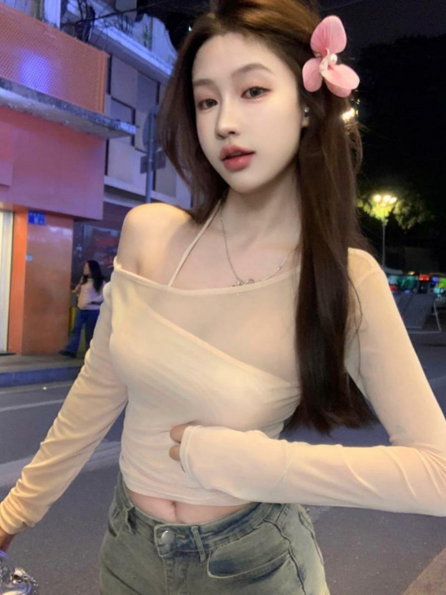 Sheer Long Sleeve Crop Top and Camisole Set - Women's Mesh Summer Cover-Up for Sweet and Spicy Style Sheer Long Sleeve Crop Top and Camisole Set - Women's Mesh Summer Cover-Up for Sweet and Spicy Style