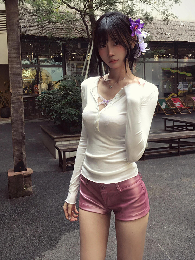 Sheer Long Sleeve Cropped T-Shirt for Women - Eccentric Waist-Cinching Slim Fit Top in Casual Style, Perfect for Spicy Girl Vibes Sheer Long Sleeve Cropped T-Shirt for Women - Eccentric Waist-Cinching Slim Fit Top in Casual Style, Perfect for Spicy Girl Vibes