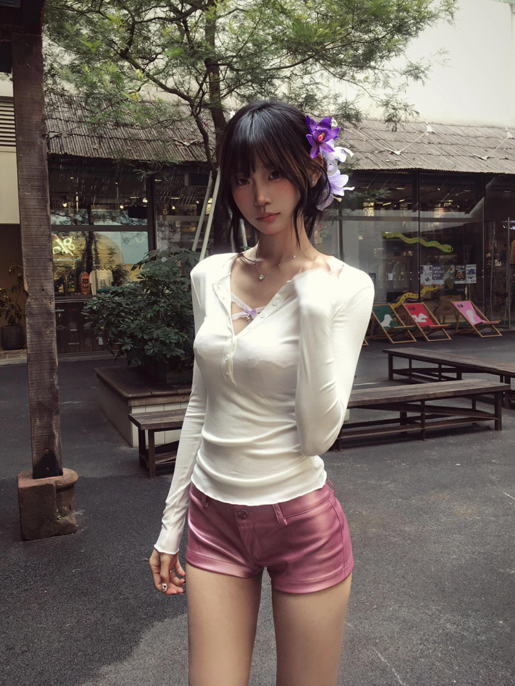 Sheer Long Sleeve Cropped T-Shirt for Women - Eccentric Waist-Cinching Slim Fit Top in Casual Style, Perfect for Spicy Girl Vibes Sheer Long Sleeve Cropped T-Shirt for Women - Eccentric Waist-Cinching Slim Fit Top in Casual Style, Perfect for Spicy Girl Vibes