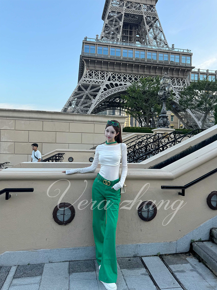 Sheer Long Sleeve T-Shirt Top for Women in Supermodel Style - Casual Summer Outfit with Long Pants - Chic Socialite Look Sheer Long Sleeve T-Shirt Top for Women in Supermodel Style - Casual Summer Outfit with Long Pants - Chic Socialite Look