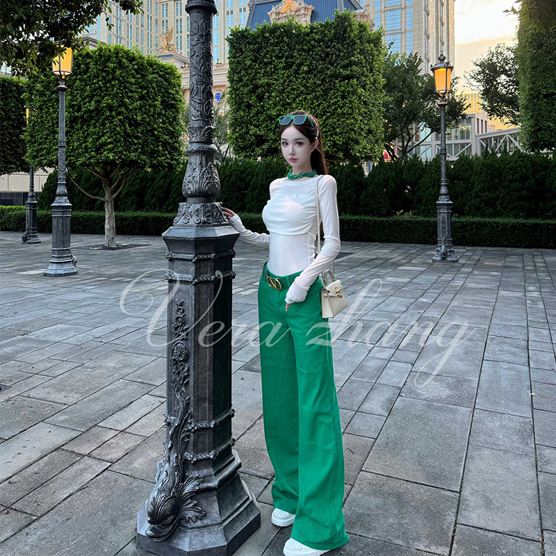 Sheer Long Sleeve T-Shirt Top for Women in Supermodel Style - Casual Summer Outfit with Long Pants - Chic Socialite Look Sheer Long Sleeve T-Shirt Top for Women in Supermodel Style - Casual Summer Outfit with Long Pants - Chic Socialite Look