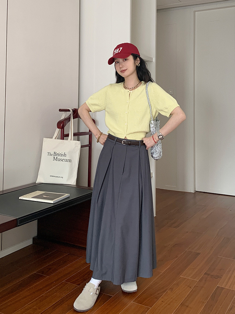 Short Sleeve Knitted Cardigan T-Shirt for Women - Summer Round Neck Loose Fit Elegant Versatile Half Sleeve Top Short Sleeve Knitted Cardigan T-Shirt for Women - Summer Round Neck Loose Fit Elegant Versatile Half Sleeve Top