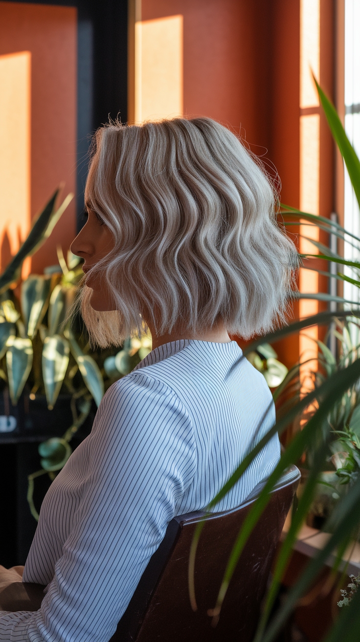 short hair wavy hair outfit idea