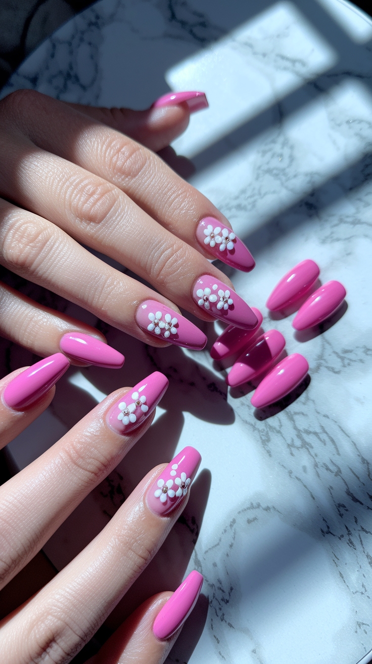 short nail designs pink