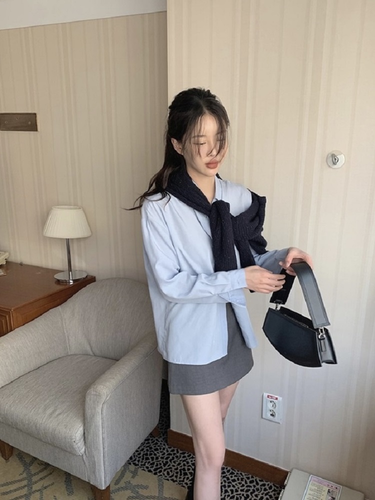 Silky Minimalist Loose-Fit Shirt - High-End Feel, Korean Style Fashion Top Silky Minimalist Loose-Fit Shirt - High-End Feel, Korean Style Fashion Top