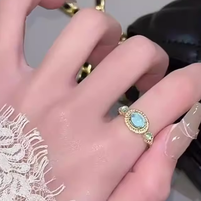 Sky Blue Gemstone Ring for Women - Japanese-Style Gold-Plated Minimalist Ring, 2025 INS Aesthetic Niche Index Finger Jewelry Sky Blue Gemstone Ring for Women - Japanese-Style Gold-Plated Minimalist Ring, 2025 INS Aesthetic Niche Index Finger Jewelry