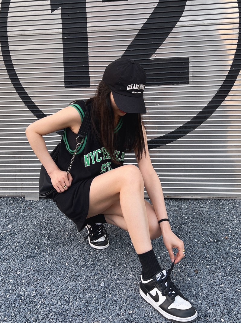 Sleeveless Casual Basketball Dress for Women - Mid-Length Thin Knitted Jersey Vest in Loose BF Style for Summer