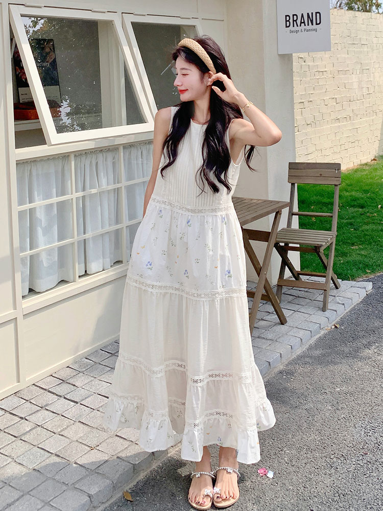 Sleeveless French Patchwork Printed Dress for Women - 2025 Summer Loose Vacation Style Tank Dress Sleeveless French Patchwork Printed Dress for Women - 2025 Summer Loose Vacation Style Tank Dress