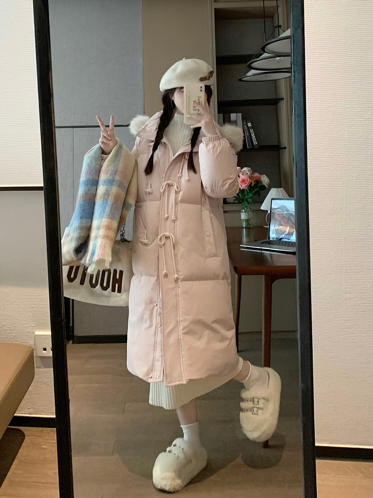 Slim Fit Blue Cotton Winter Coat with Horn Buckle Detail - Stylish and Warm Women's Outerwear for Sweet Winter Looks Slim Fit Blue Cotton Winter Coat with Horn Buckle Detail - Stylish and Warm Women's Outerwear for Sweet Winter Looks