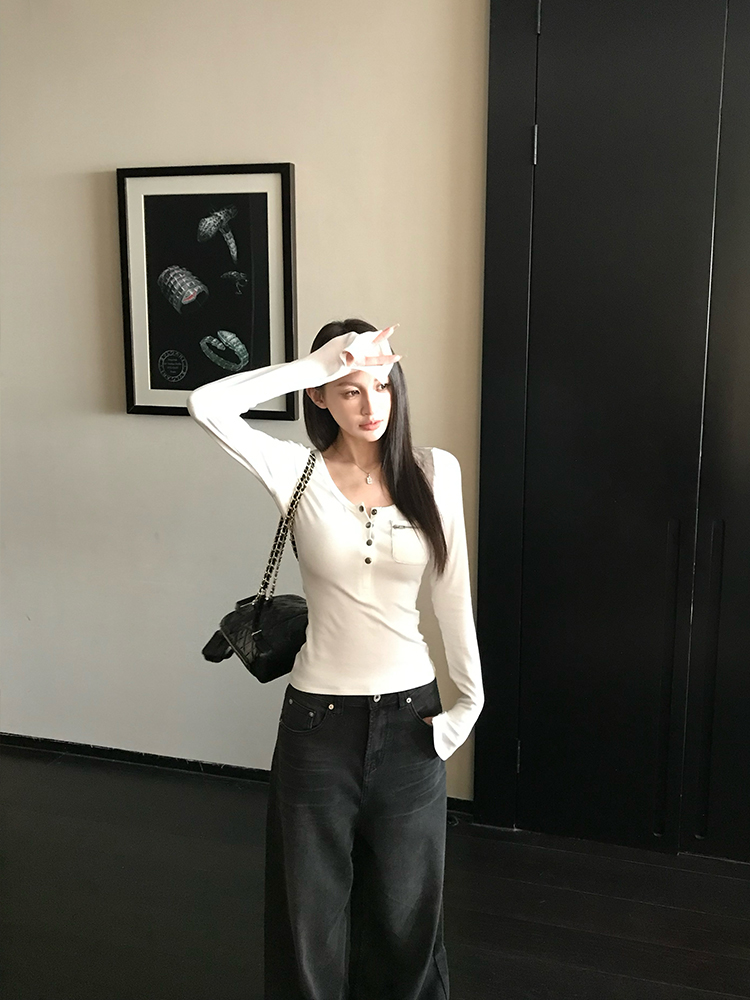 Slim Fit Long Sleeve Knit Sweater for Women with Pockets - Spring & Winter Base Top, Lightweight Layering Essential Slim Fit Long Sleeve Knit Sweater for Women with Pockets - Spring & Winter Base Top, Lightweight Layering Essential