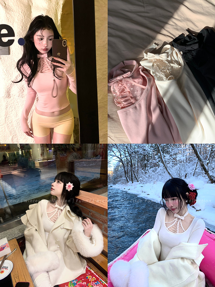 Slim Fit Square Heart Tip Monroe Design Neck Tie Shirt for Women - Trendy Layering Top in Chic Style Slim Fit Square Heart Tip Monroe Design Neck Tie Shirt for Women - Trendy Layering Top in Chic Style