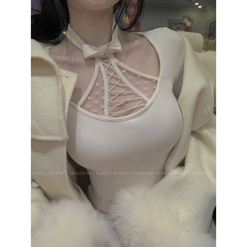 Slim Fit Square Heart Tip Monroe Design Neck Tie Shirt for Women - Trendy Layering Top in Chic Style Slim Fit Square Heart Tip Monroe Design Neck Tie Shirt for Women - Trendy Layering Top in Chic Style