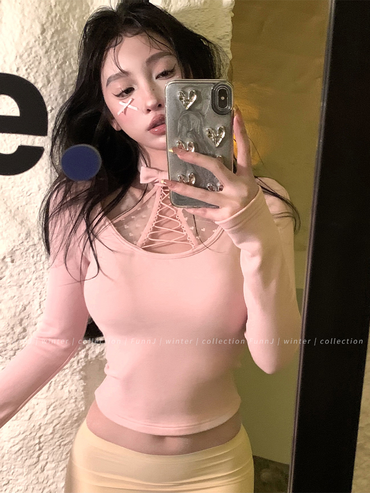 Slim Fit Square Heart Tip Monroe Design Neck Tie Shirt for Women - Trendy Layering Top in Chic Style Slim Fit Square Heart Tip Monroe Design Neck Tie Shirt for Women - Trendy Layering Top in Chic Style