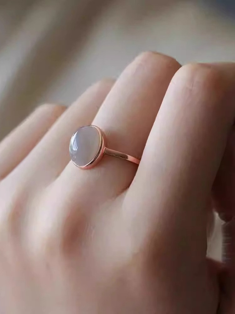 Smoke Purple Hetian Jade Ring for Women - S925 Silver Cabochon - Chinese Style Jewelry for Elegant Index Finger Fashion Smoke Purple Hetian Jade Ring for Women - S925 Silver Cabochon - Chinese Style Jewelry for Elegant Index Finger Fashion