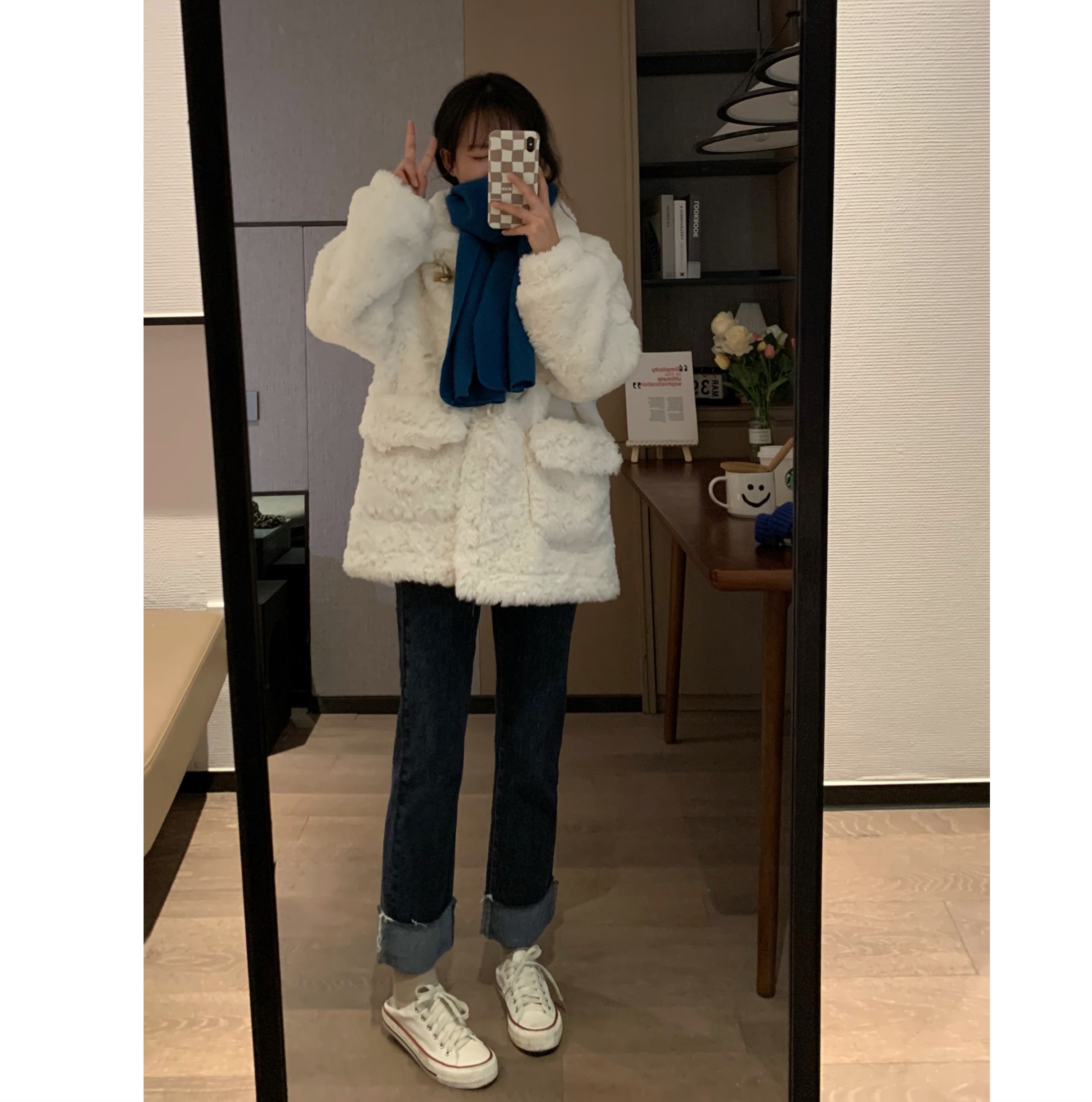 Soft and Fluffy Winter Coat for Women, High-End Lamb Wool with Horn Buttons and Faux Rabbit Fur, Chic and Warm Fashion Outerwear Soft and Fluffy Winter Coat for Women, High-End Lamb Wool with Horn Buttons and Faux Rabbit Fur, Chic and Warm Fashion Outerwear