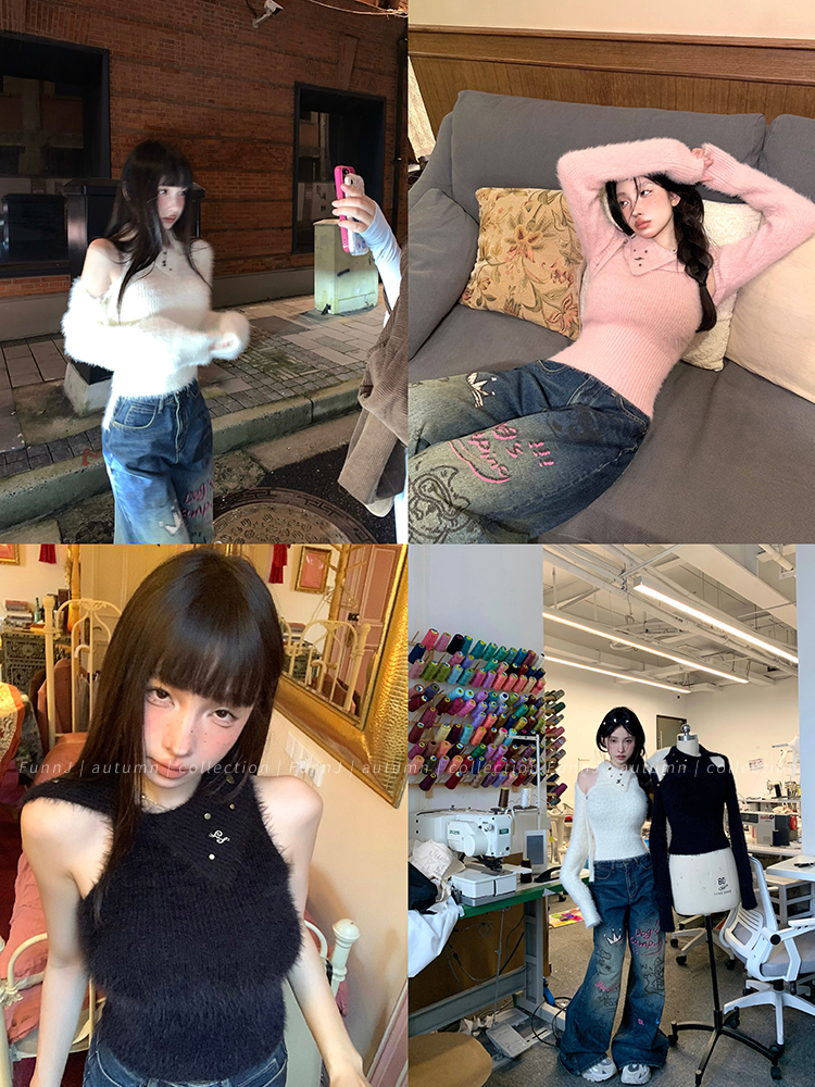 Soft Girl Design Knit Vest Set - Women's Sleeveless Cardigan Two-Piece Set for 90s Style Casual Fashion Soft Girl Design Knit Vest Set - Women's Sleeveless Cardigan Two-Piece Set for 90s Style Casual Fashion