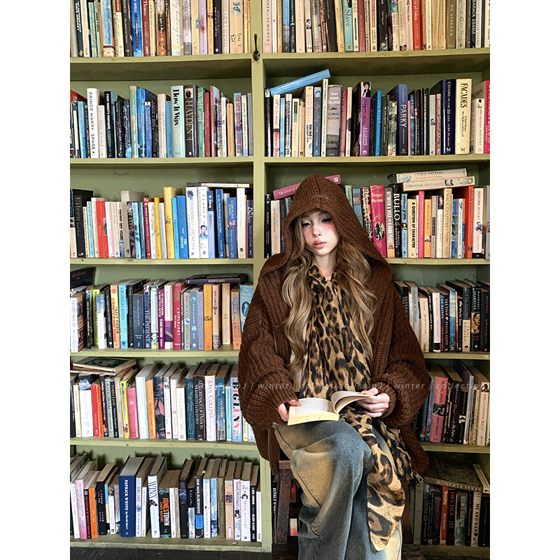 Soft Girl Vintage Hooded Cardigan Sweater Coat - Loose Knit Top for Women, Relaxed Fit, Retro Style, Cozy Layering Essential Soft Girl Vintage Hooded Cardigan Sweater Coat - Loose Knit Top for Women, Relaxed Fit, Retro Style, Cozy Layering Essential