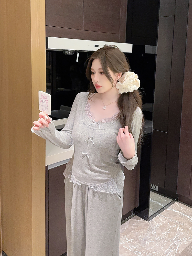 Soft Modal Long Sleeve Pajamas Set for Women, Sexy Loungewear with Chest Pads for Spring and Autumn Soft Modal Long Sleeve Pajamas Set for Women, Sexy Loungewear with Chest Pads for Spring and Autumn