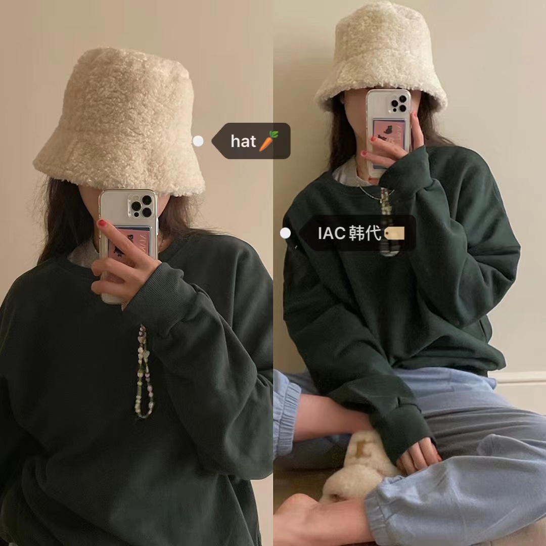 Soft Plush Milk Cap Bucket Hat - Super Cute Winter Accessory in Korean Style