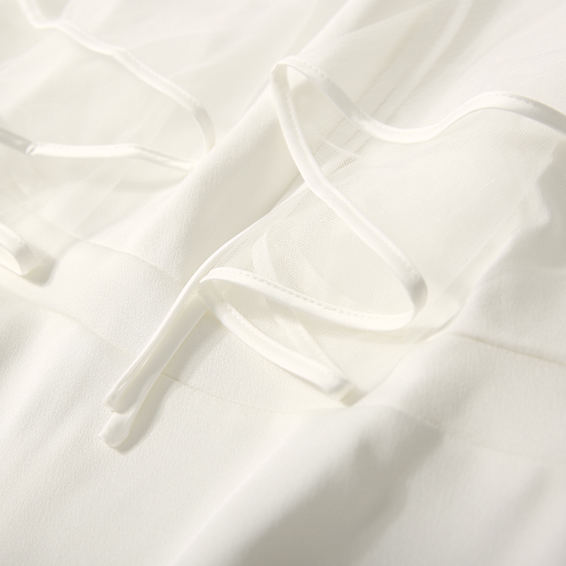 Solid Color Floral Mesh Ruffled Waist Dress with Stand Collar and Diamond Embellishments - Summer 90s Inspired Fashion Solid Color Floral Mesh Ruffled Waist Dress with Stand Collar and Diamond Embellishments - Summer 90s Inspired Fashion