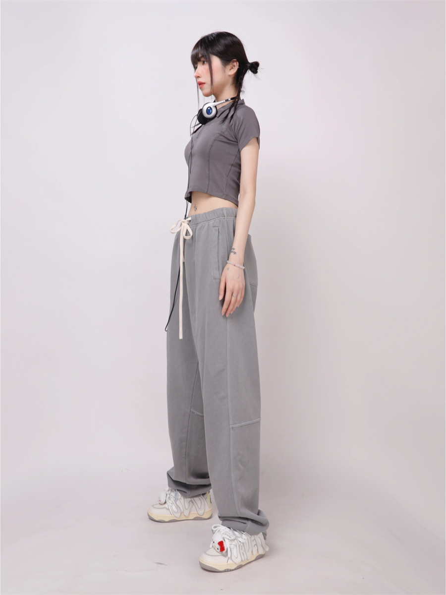 Solid Color High Waist Jazz Dance Pants for Women - Elastic Straight Casual Hip-Hop Street Style Sweatpants Solid Color High Waist Jazz Dance Pants for Women - Elastic Straight Casual Hip-Hop Street Style Sweatpants