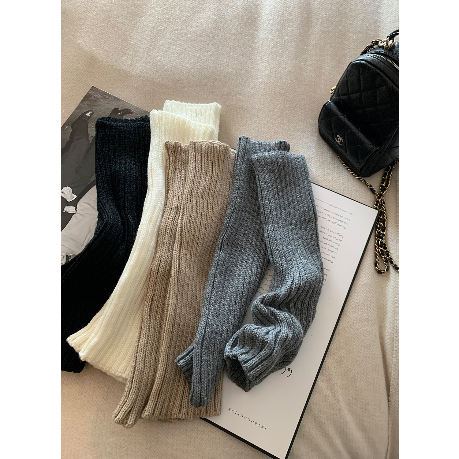 Solid Color Knitted Socks and Leg Warmers - Cozy Fashion Essentials for Winter, 1 Pair Solid Color Knitted Socks and Leg Warmers - Cozy Fashion Essentials for Winter, 1 Pair