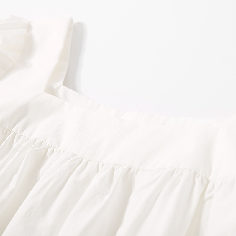 Solid Color Square Neck Tie Loose Casual Dress - Summer Women's Fashion in Korean Style, Europe-Inspired, Fantasy Aesthetic Solid Color Square Neck Tie Loose Casual Dress - Summer Women's Fashion in Korean Style, Europe-Inspired, Fantasy Aesthetic