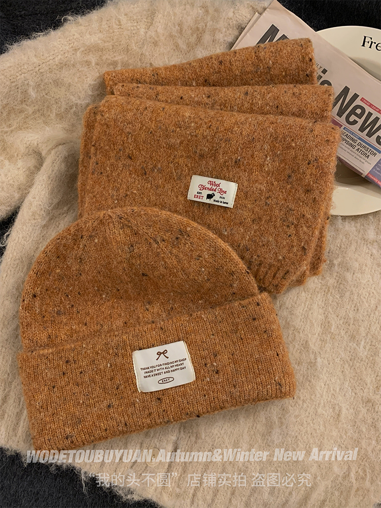 Solid Color Wool Blend Hat and Scarf Set for Women - Thick and Warm Autumn Winter Accessories, Korean Style, Cozy and Chic