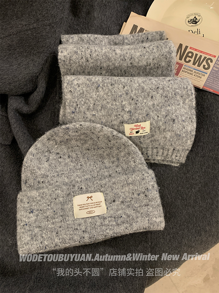 Solid Color Wool Blend Hat and Scarf Set for Women - Thick and Warm Autumn Winter Accessories, Korean Style, Cozy and Chic Solid Color Wool Blend Hat and Scarf Set for Women - Thick and Warm Autumn Winter Accessories, Korean Style, Cozy and Chic