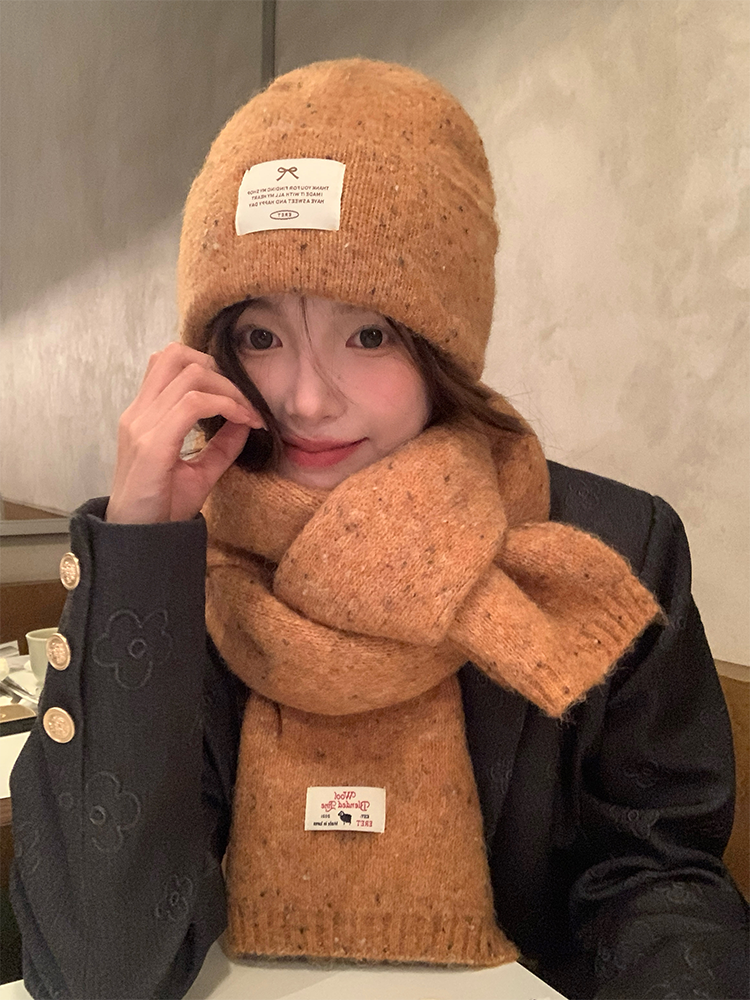 Solid Color Wool Blend Hat and Scarf Set for Women - Thick and Warm Autumn Winter Accessories, Korean Style, Cozy and Chic Solid Color Wool Blend Hat and Scarf Set for Women - Thick and Warm Autumn Winter Accessories, Korean Style, Cozy and Chic